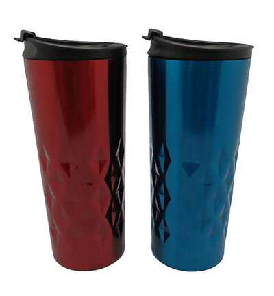 Taza de café acolchada del vacío del acero inoxidable roja, 400ML azul